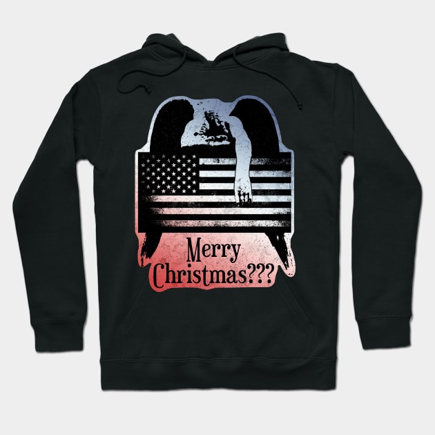 Weeping Angel - USA Flag - Merry Christmas Hoodie by EDDArt